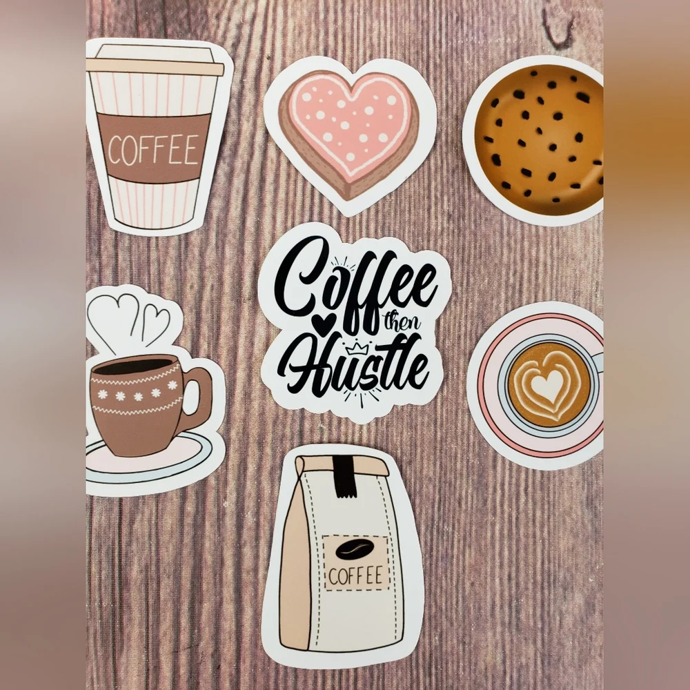 Lot of 7 Girl Boss Planner Stickers - Coffee Lover and Hustle Die Cut Stickers